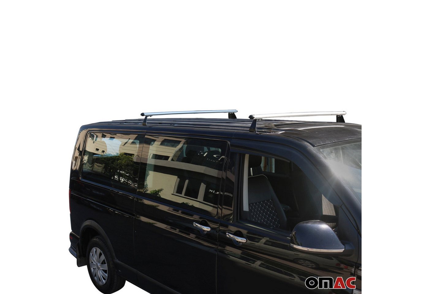 OMAC Dachträger Relingträger für VW Transporter T5 2003-2015 Alu Silber (2-St), Wasserbeständig,Abnehmbar,Multifunktional,Schwerbeanspruchbar
