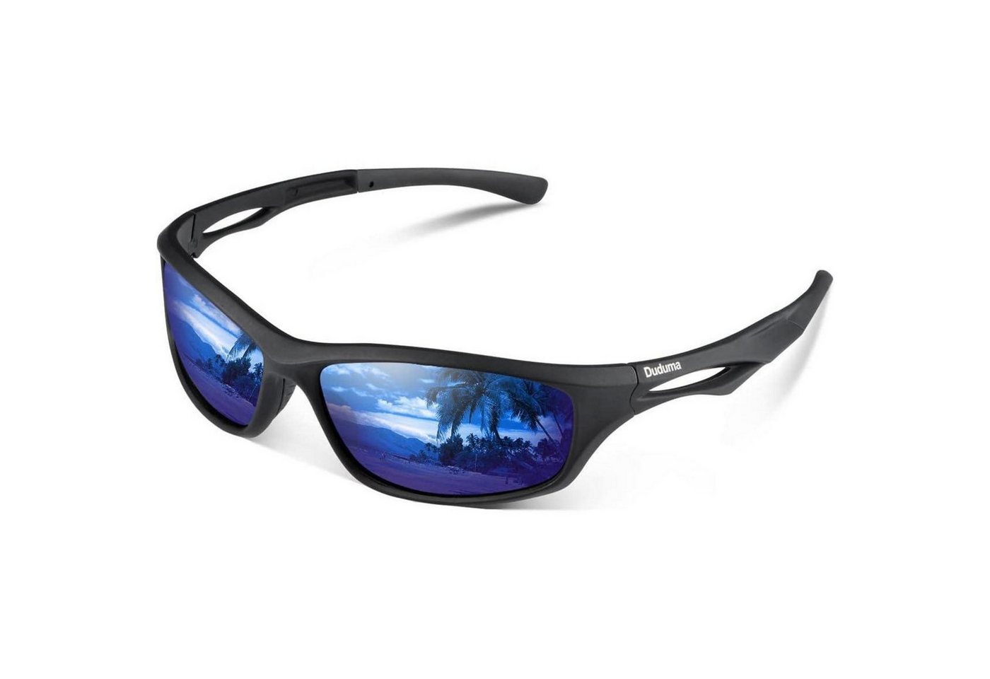 LuxusKollektion Sportbrille Sonnenbrille Herren Polarisiert Tr90 Black Matte Frame With Blue Lens