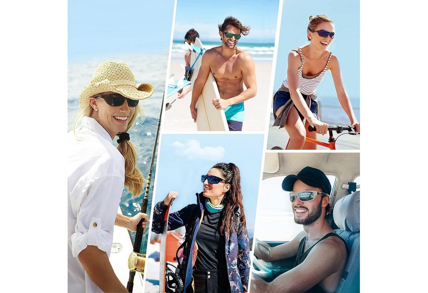 LuxusKollektion Sportbrille Sonnenbrille Herren Polarisiert Tr90 Black Matte Frame With Blue Lens Bild 3