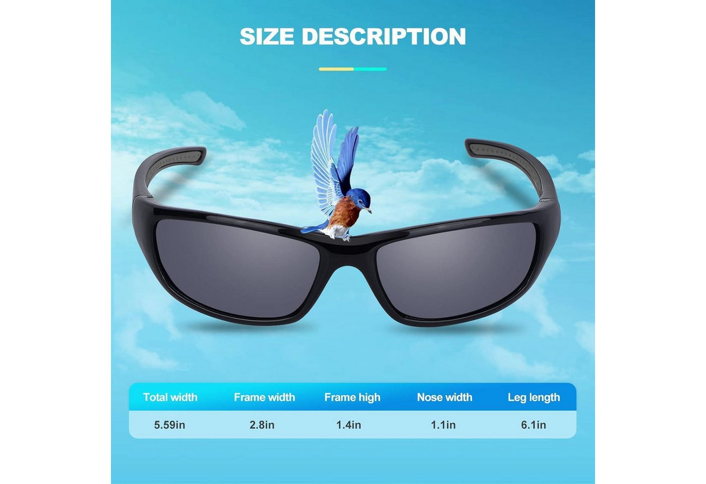 LuxusKollektion Fahrradbrille Sonnenbrille polarisiert UV400 Schwarze Rahmen mit Schwarze Linse Bild 3