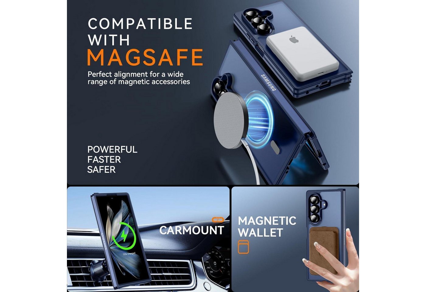 LuxusKollektion Smartphone-Hülle Handyhülle MagSafe Hardcase Slim Samsung Galaxy Z Fold 7 Z Fold 7-blau