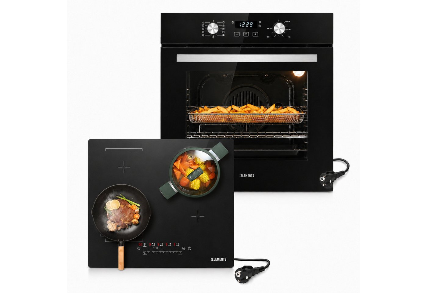 KB Elements Induktions Herd-Set KB-ELEMENTS Herdset Backofen 60cm, Kratzfestes Induktionskochfeld 60cm, Air Fry, Steam Clean, Kratzfeste Oberfläche, EU-Stecker Bild 5