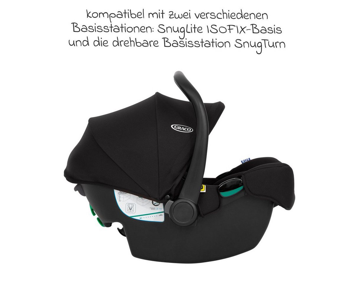 Graco Babyschale SnugLite - Midnight, Baby Autositz ab Geburt - 13 kg (40 cm - 75 cm) mit Sitzverkleinerer Bild 3