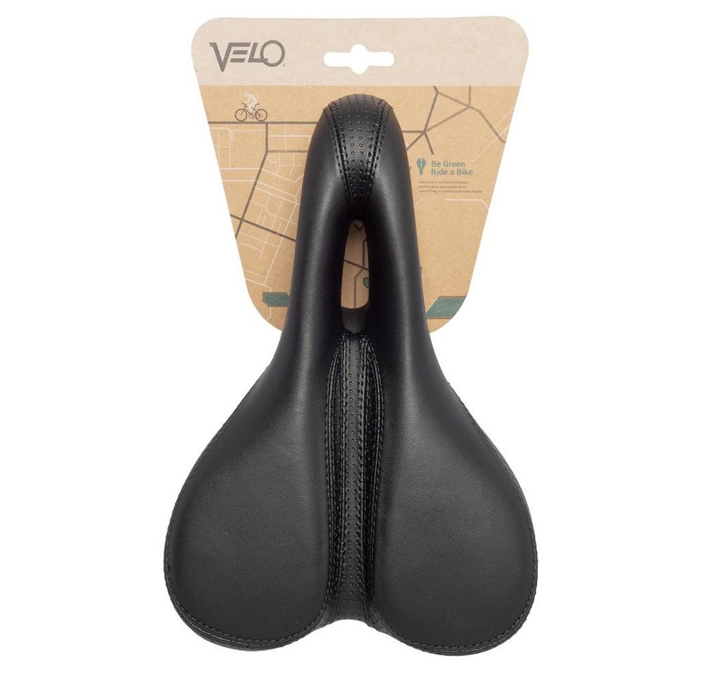 Velo Fahrradsattel VELO Basic Deep Channel Touringsattel - O-Zone Ausschnitt, Arc Tech Fe
