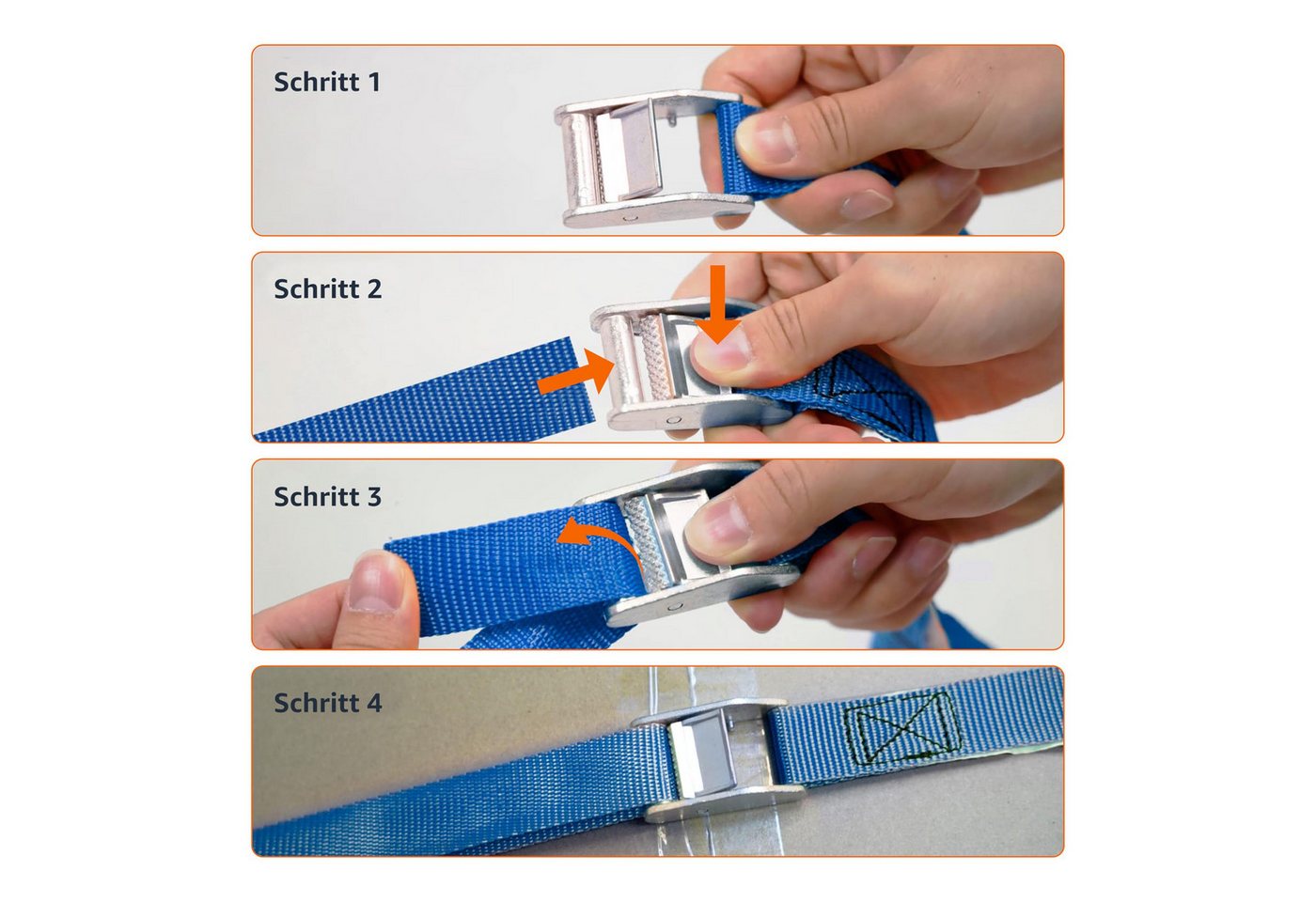 FOUORTUNATE-BEE Spanngurt Spanngurte 4er Set 2,5 m blau mit Klemmschloss für Transport Zurrgurte 4er Set 2,5 m 25 mm mit Schnalle für Umzug Auto Bild 2