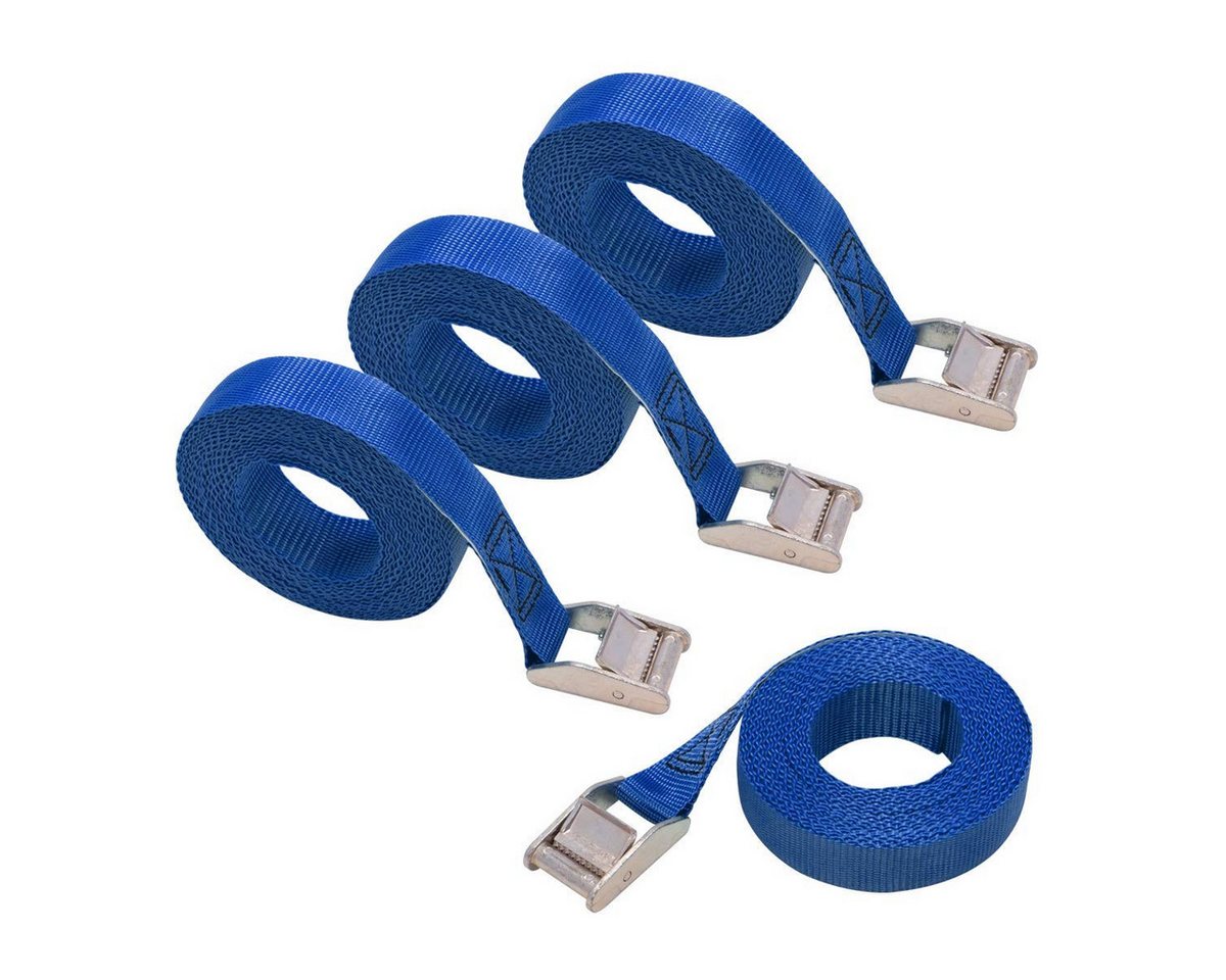 FOUORTUNATE-BEE Spanngurt Spanngurte 4er Set 2,5 m blau mit Klemmschloss für Transport Zurrgurte 4er Set 2,5 m 25 mm mit Schnalle für Umzug Auto Bild 3