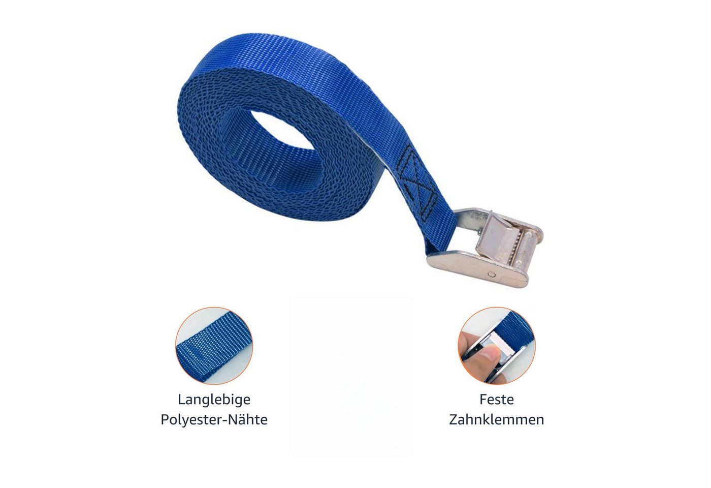 FOUORTUNATE-BEE Spanngurt Spanngurte 4er Set 2,5 m blau mit Klemmschloss für Transport Zurrgurte 4er Set 2,5 m 25 mm mit Schnalle für Umzug Auto Bild 5