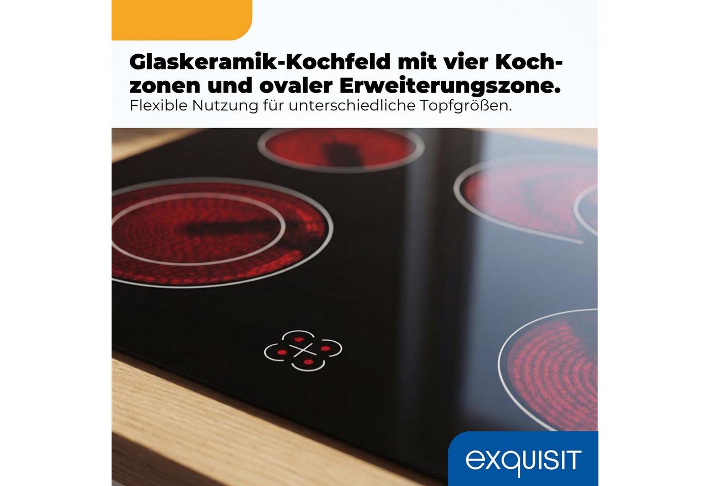 exquisit Backofen-Set EHE5285-HBZ-020, mit Teleskopauszug nachrüstbar, 75 l Garraum, 9 Funktionen, Umluft Grill Heißluft, Energieklasse A Bild 3