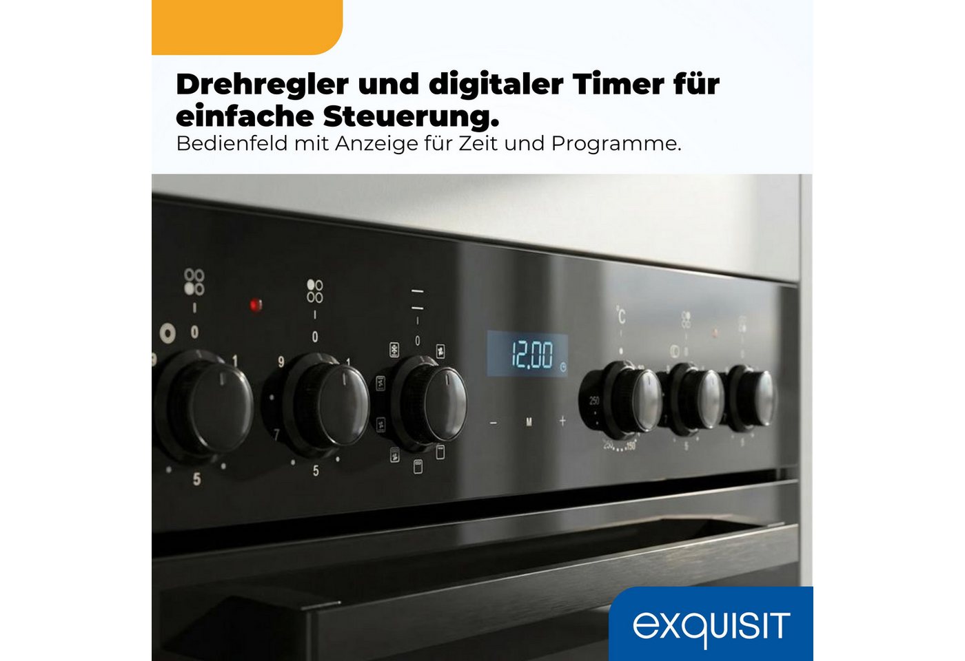 exquisit Backofen-Set EHE5285-HBZ-020, mit Teleskopauszug nachrüstbar, 75 l Garraum, 9 Funktionen, Umluft Grill Heißluft, Energieklasse A Bild 5