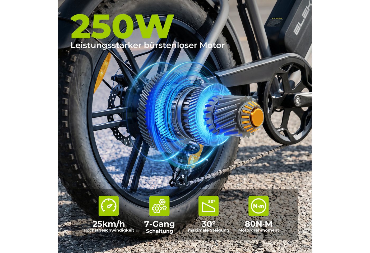 Vankel E-Bike Cityrad E6-2.0 Elektrofahrrad 20” x 4 Damen u. Herren Pedelec 720Wh Max.108KM, Kettenschaltung, Heckmotor, 720 Wh, Pedelec, Elektrofahrrad E-Mountainbike für Erwachsene, E-bikes