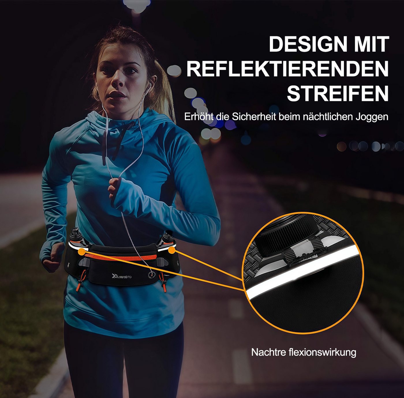 MOPUEA Laufgürtel Running Waist Pack, Laufgürtel mit Wasserflasche, Fitness (für Marathon, Laufen, Wandern, Radfahren, 1-St., Trinkgürtel, wasserdichte Hüfttasche) passend für iPhones, verstellbare Sport-Hüfttasche
