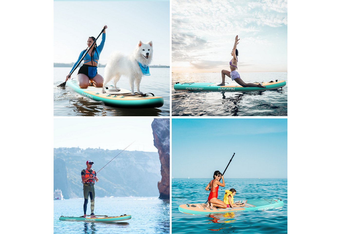 NACATIN Inflatable SUP-Board 320 cm, Aufblasbares Stand-Up-Paddle Board für Allround & Touring, Inflatable SUP Board, (inkl. Rucksack, 10L Trockenbeutel, Handyhülle & Schultergurt), mit umfangreichem Zubehör Bild 2