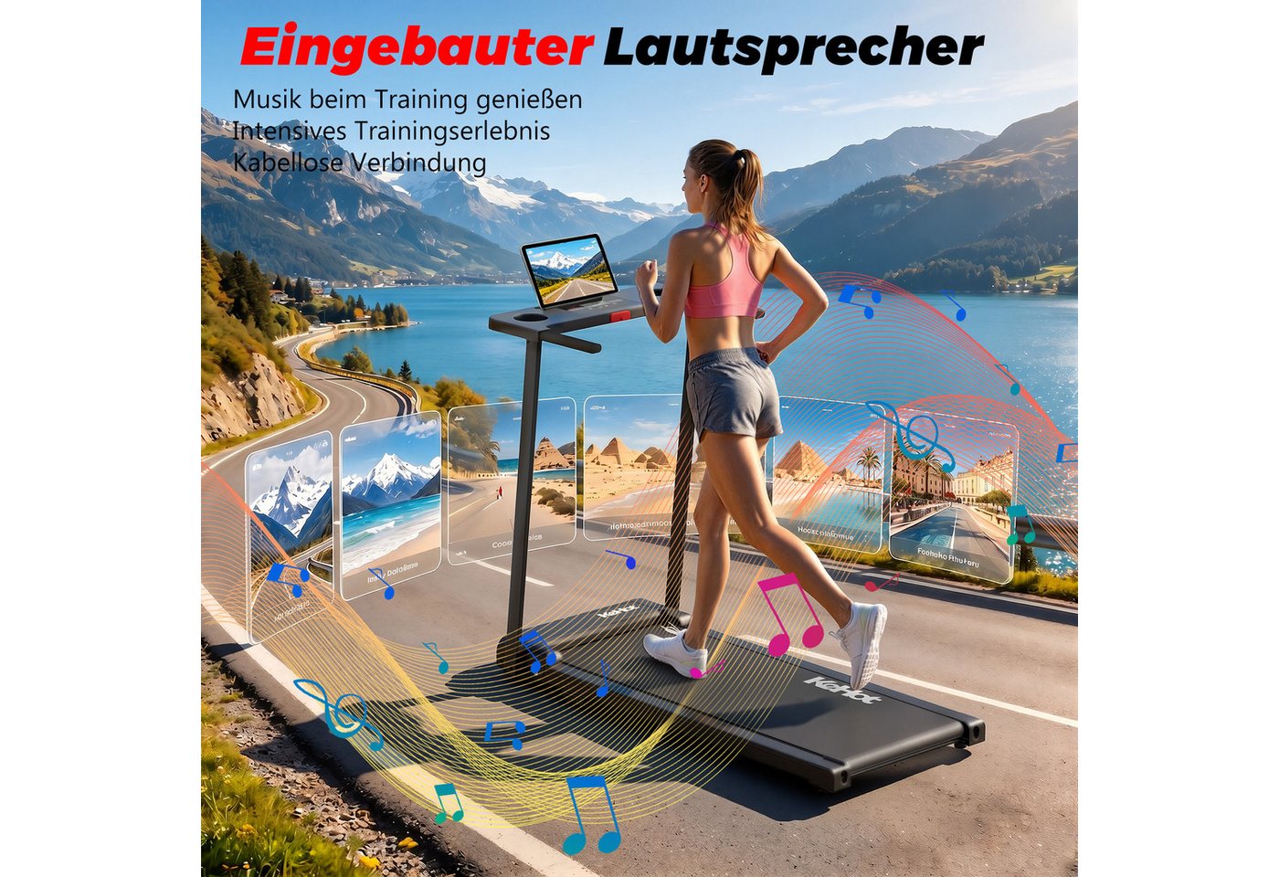 kehot Laufband Laufband klappbar bis 136 kg für Walking und Jogging (1–12 km/h mit Stoßdämpfung für gelenkschonendes Training, 2,5 PS Motor für Cardio- und Ausdauertraining zuhause), Platzsparendes Home-Gym Laufband mit Transportrollen Bild 3