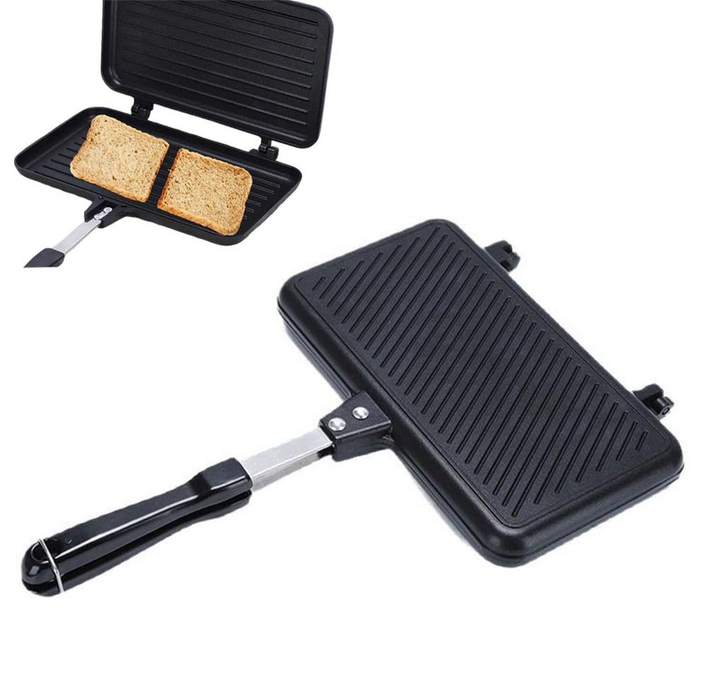 FOUORTUNATE-BEE Sandwichmaker Sandwichmaker Doppelseitige Pfanne Antihaft Toastpfanne Küche, Für Waffeln Toast Steak Camping Tragbare Grillpfanne Haushalt Bild 5