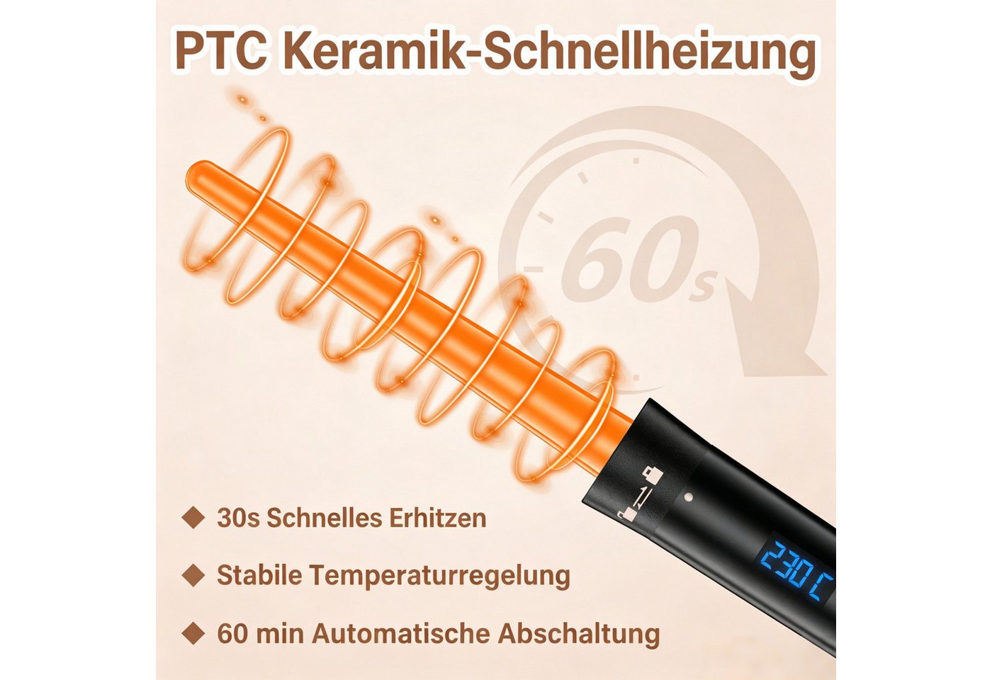 AIBISTAR Lockenstab 5in1 Multifunktions-Lockenstylist 9-32mm, 80-230℃ regelbar, LCD Digitaldisplay,Automatic Lock,Für Zuhause und Reisen geeignet Bild 5