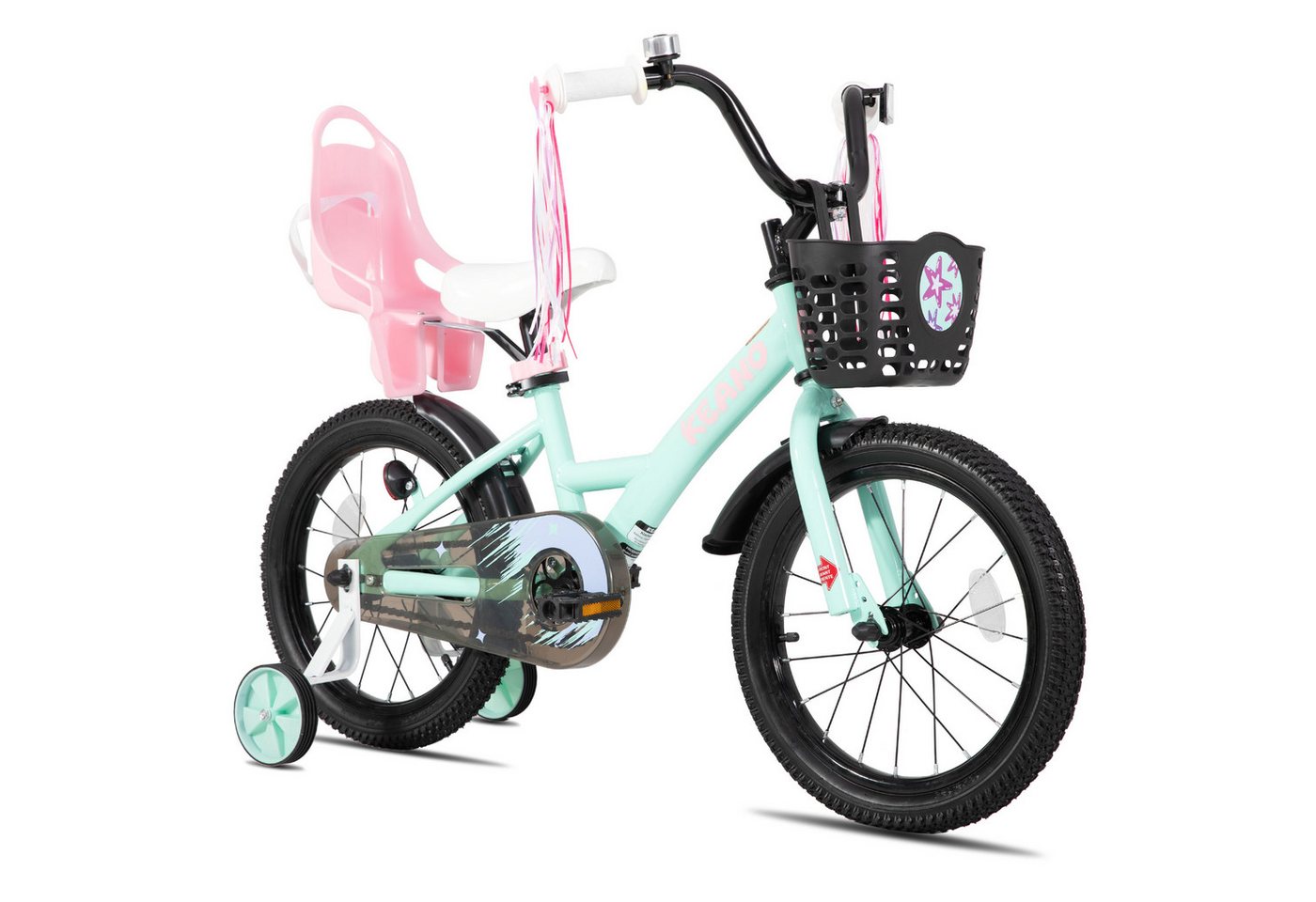 JOYSTAR Kinderfahrrad Mädchenfahrrad 14/16/18/20 Zoll mit Hochkarbonstahlrahmen, mit Puppensitz und Korb,Stützräder, Luftschlangen, Schutzblechen Bild 5