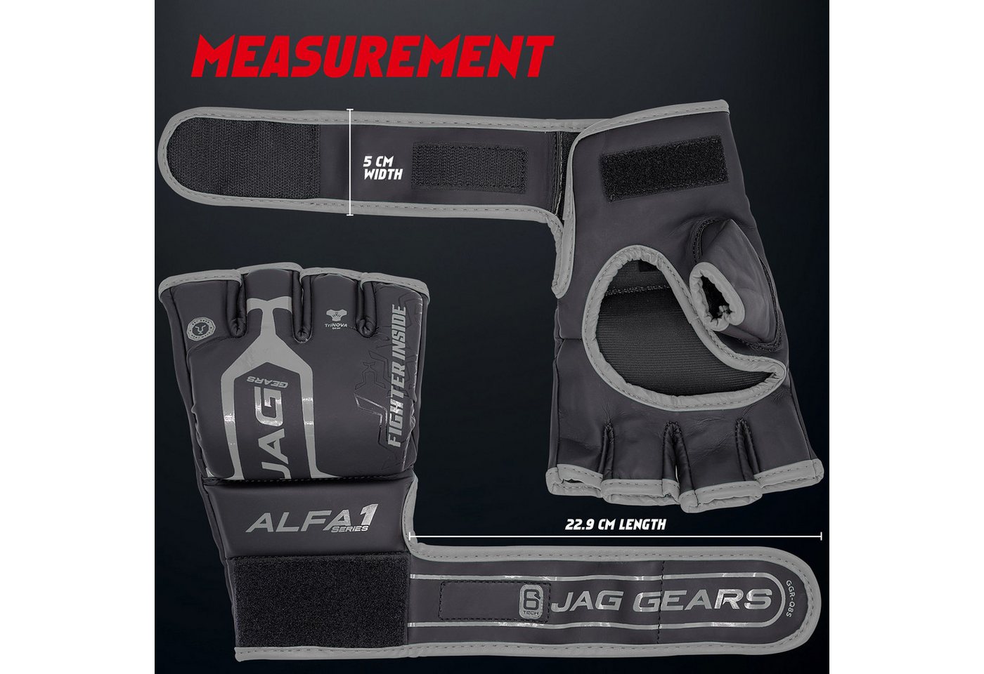 JAG GEARS MMA-Handschuhe MMA-Handschuhe Boxen Kickboxen Grappling und Sparring Handgelenkschutz (Set), Open-Palm MMA Gloves mit High-Density Knöchel- & Handschutz Bild 4