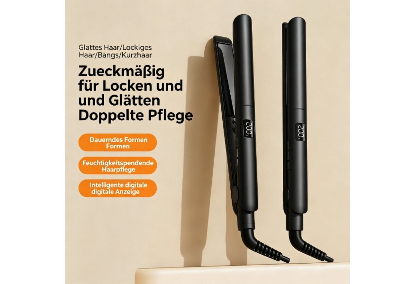 Luckice Glätteisen Professionelles Glätteisen mit 4 Temperaturregelung, Haarglätter Auto-Off,Keramikbeschichtung, LCD Display,360° Drehkabel, Kompaktes Design – ideal für Reisen und unterwegs Bild 5