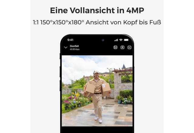 Reolink Smart Home Türklingel Akku-Türklingel Smarte 2K Dualband-WLAN (AuBenbereich, 2K 4M, Personen-/Fahrzeug-/Paketerkennung 5/2,4GHz Dualband-WLAN)