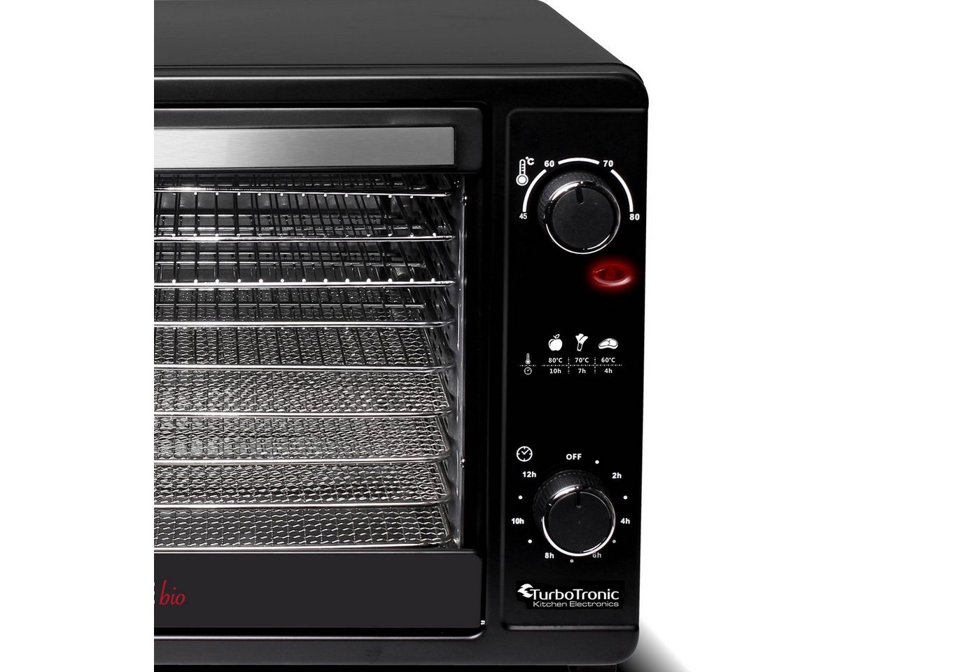 TurboTronic by Z-Line Dörrautomat TurboWave BIO Komplett aus Metall KEIN PLASTIK! gesund Dörrer 45-80°C 650 W, 9 Etagen, Dehydrator 45L Obsttrockner Trockenfleisch Dörrgerät inkl Rezeptheft Bild 3