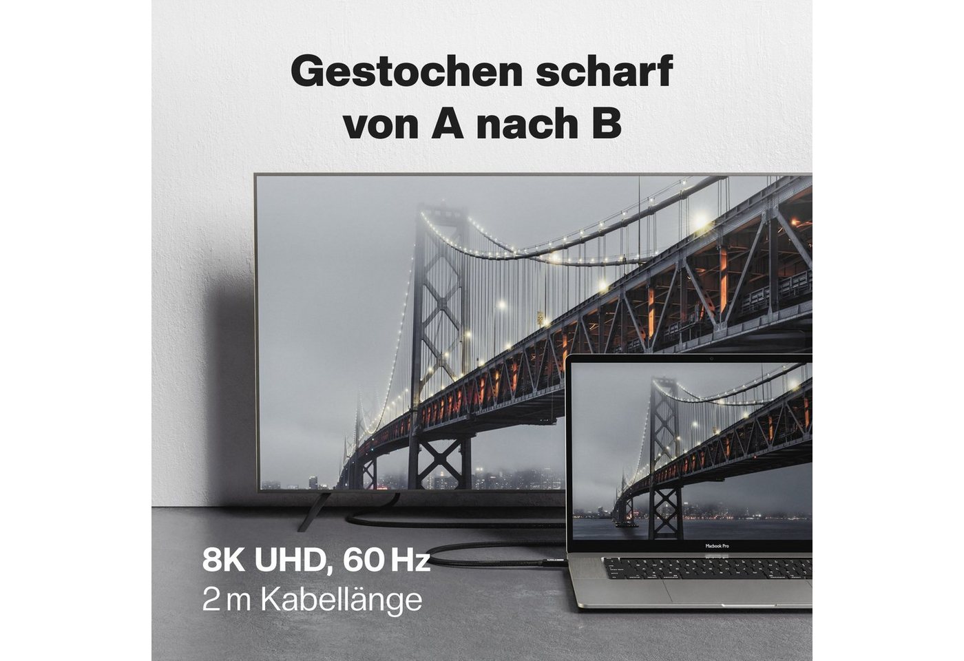 CABLETEX USB 4 Gen3x2 Monitorkabel Thunderbolt 3 Thunderbolt-Kabel, USB-C, USB4, USB 4, Thunderbolt, USB-C, USB4, USB 4, Thunderbolt (200 cm), 8K-Auflösung