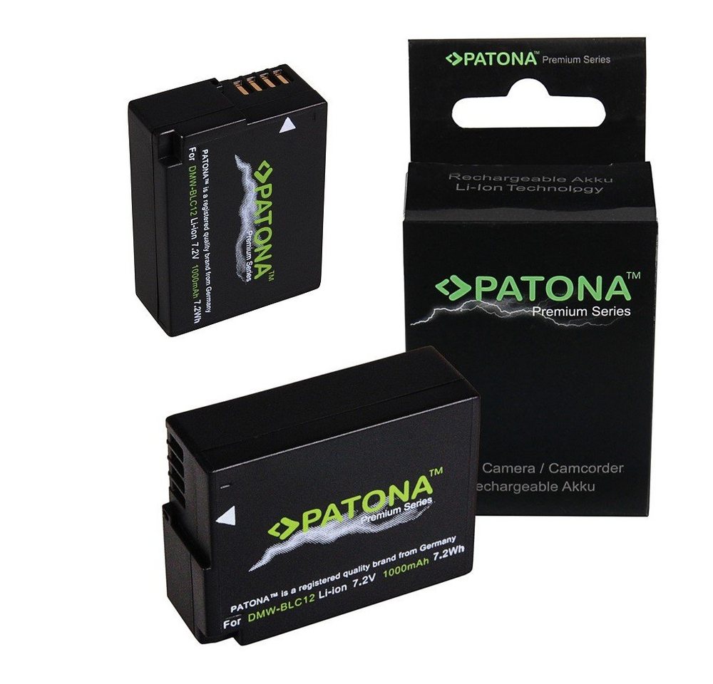 Patona 2x Akku für Panasonic DMW-BLC12 Kamera-Akku Ersatzakku 1000 mAh (7,2 V, 2 St), Lumix DMC FZ200 DMC G6 G5 GH2 BLC12PP Leica V-LUX 4 BP-DC12