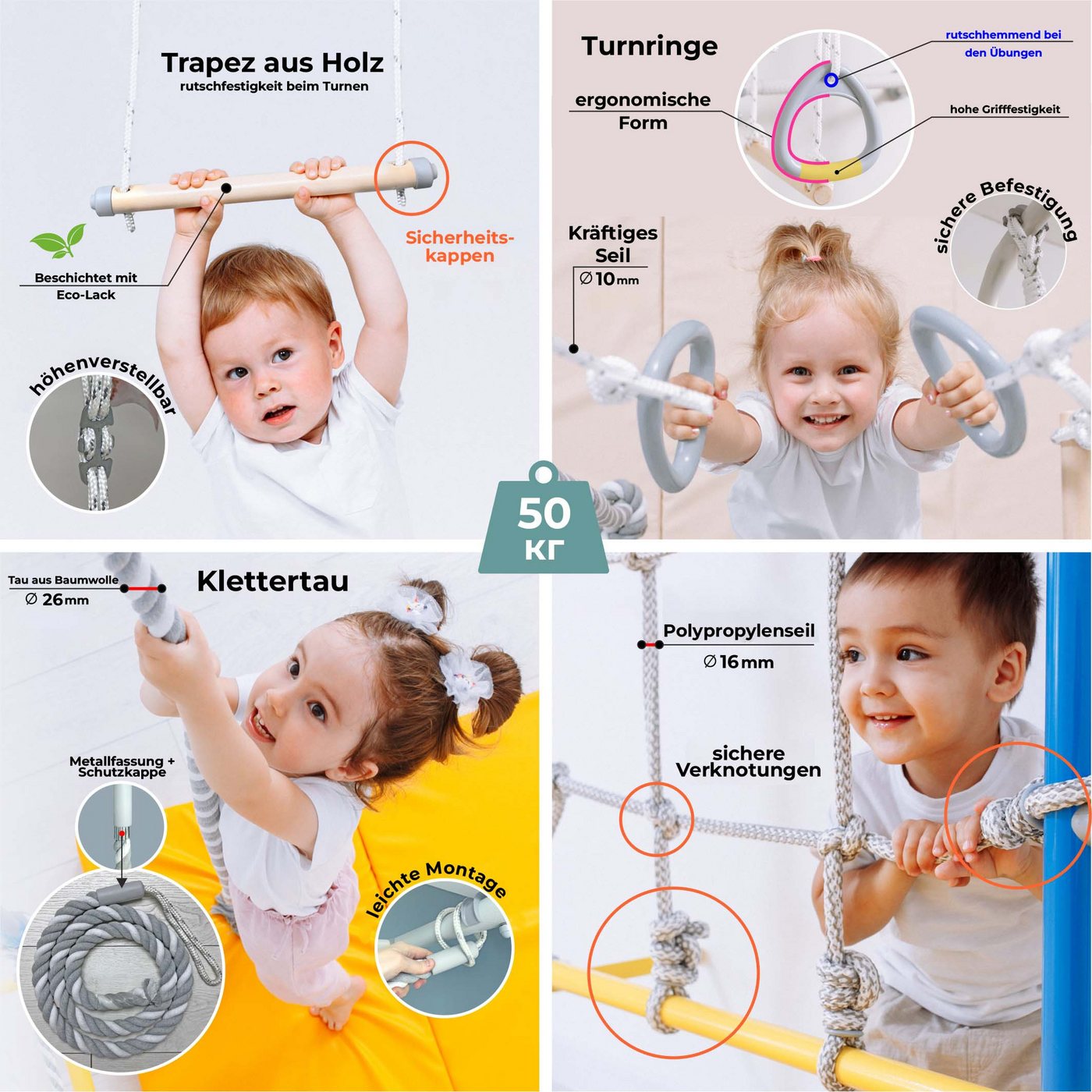 Jeflex Turnring Jeflex Turnringe Kids weiß/grau Bild 4