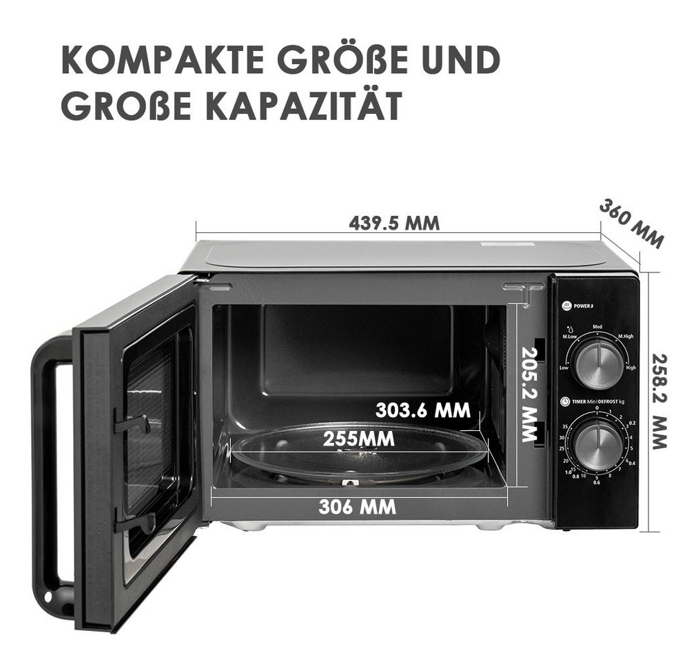 Smad Mikrowelle, Mikrowelle, 20 l, und leicht zu bedienen,mit Drehteller,mit Auftaufunktion