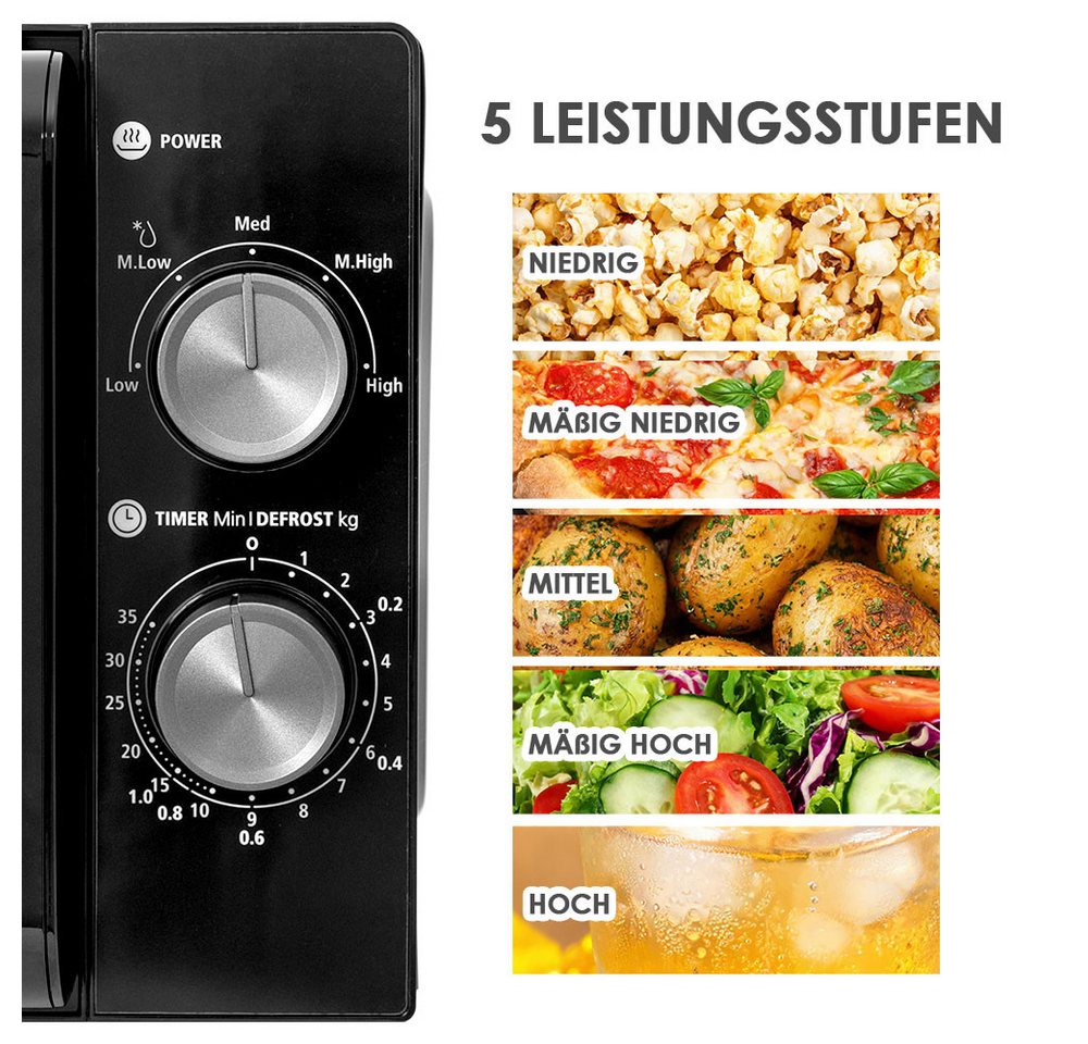 Smad Mikrowelle, Mikrowelle, 20 l, und leicht zu bedienen,mit Drehteller,mit Auftaufunktion Bild 5