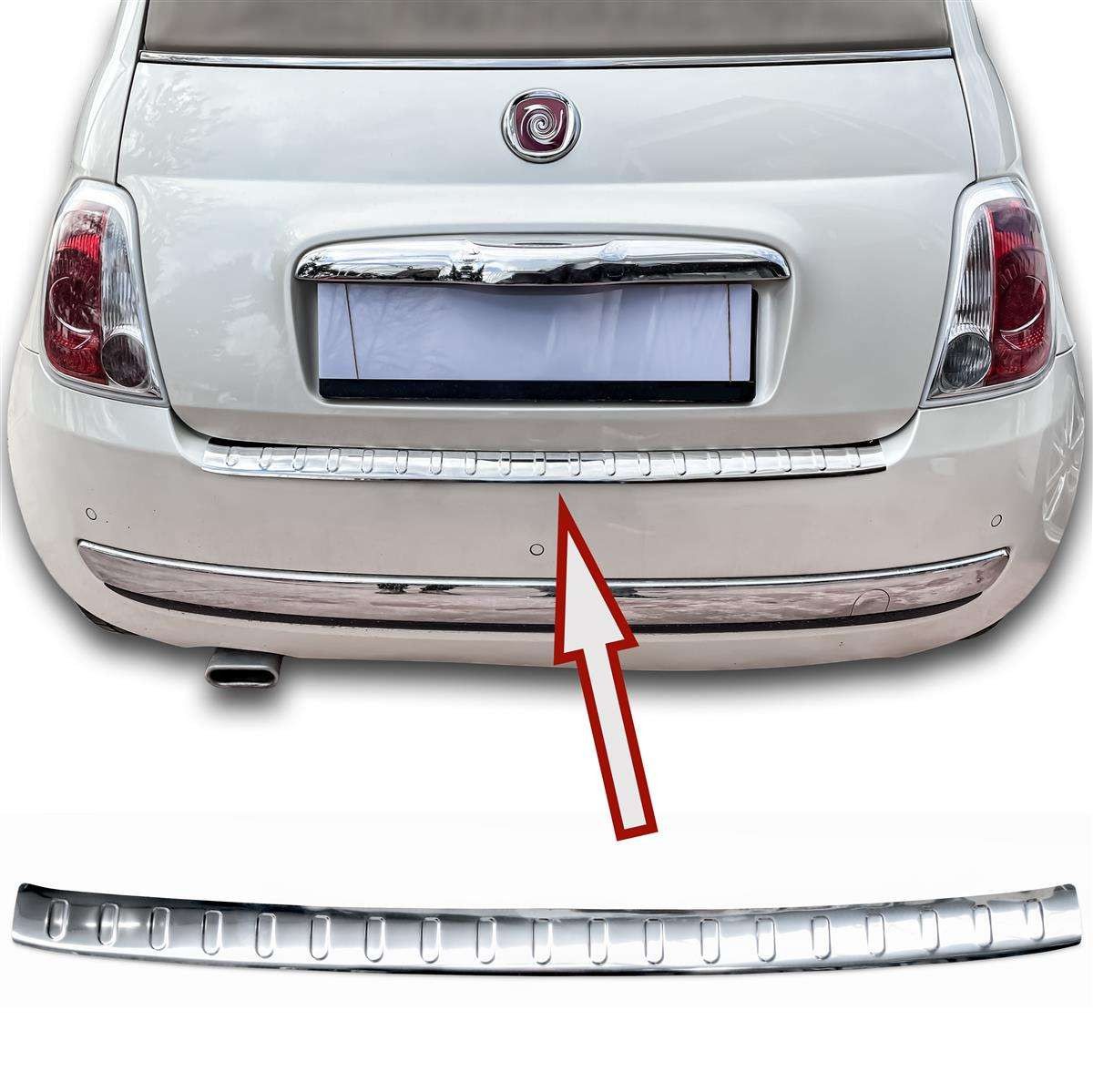 RECAMBO Ladekantenschutz für FIAT 500, 500C, 2007-2015 Stoßstangenschutz, V2A rostfrei, Exklusive Optik, praktischer Schutz & perfekte Passform Bild 5