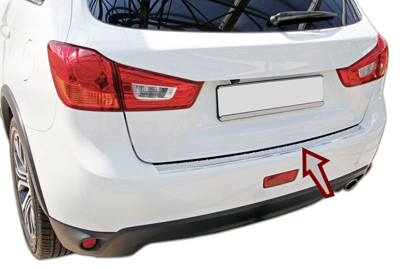 RECAMBO Ladekantenschutz für MITSUBISHI ASX, 2010-2019 Stoßstangenschutz, V2A rostfrei, Exklusive Optik, praktischer Schutz & perfekte Passform Bild 5