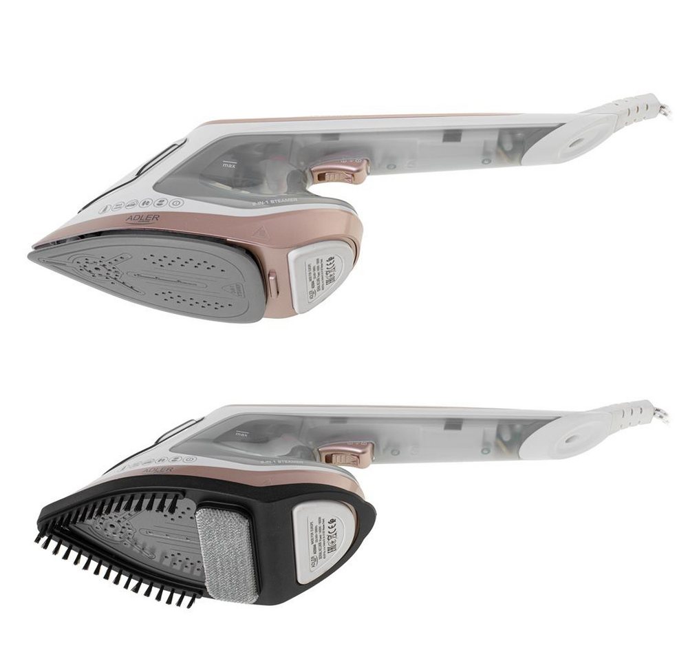 ADLER EUROPE Dampfbügeleisen AD 5044 2-in-1 Dampfglätter & Bügeleisen vertikal und horizontal, 1400 W, Kleidungsdampfer, Keramiksohle, weiß, gold Bild 5