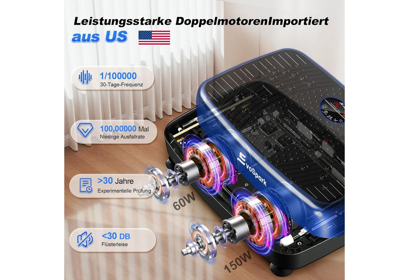 Vivitar Vibrationsplatte Vibrierende Schüttelplattform für das Ganzkörper-Fitnesstraining, (maximale Vibrationsgeschwindigkeit 99rpm, 108 Widerstandsstufen, bestes Gerät für Heimfitness für Männer und Frauen, kompaktes Design), für Lymphdrainage, Ganzkörper-Fitness-Schüttelplatte Bild 3