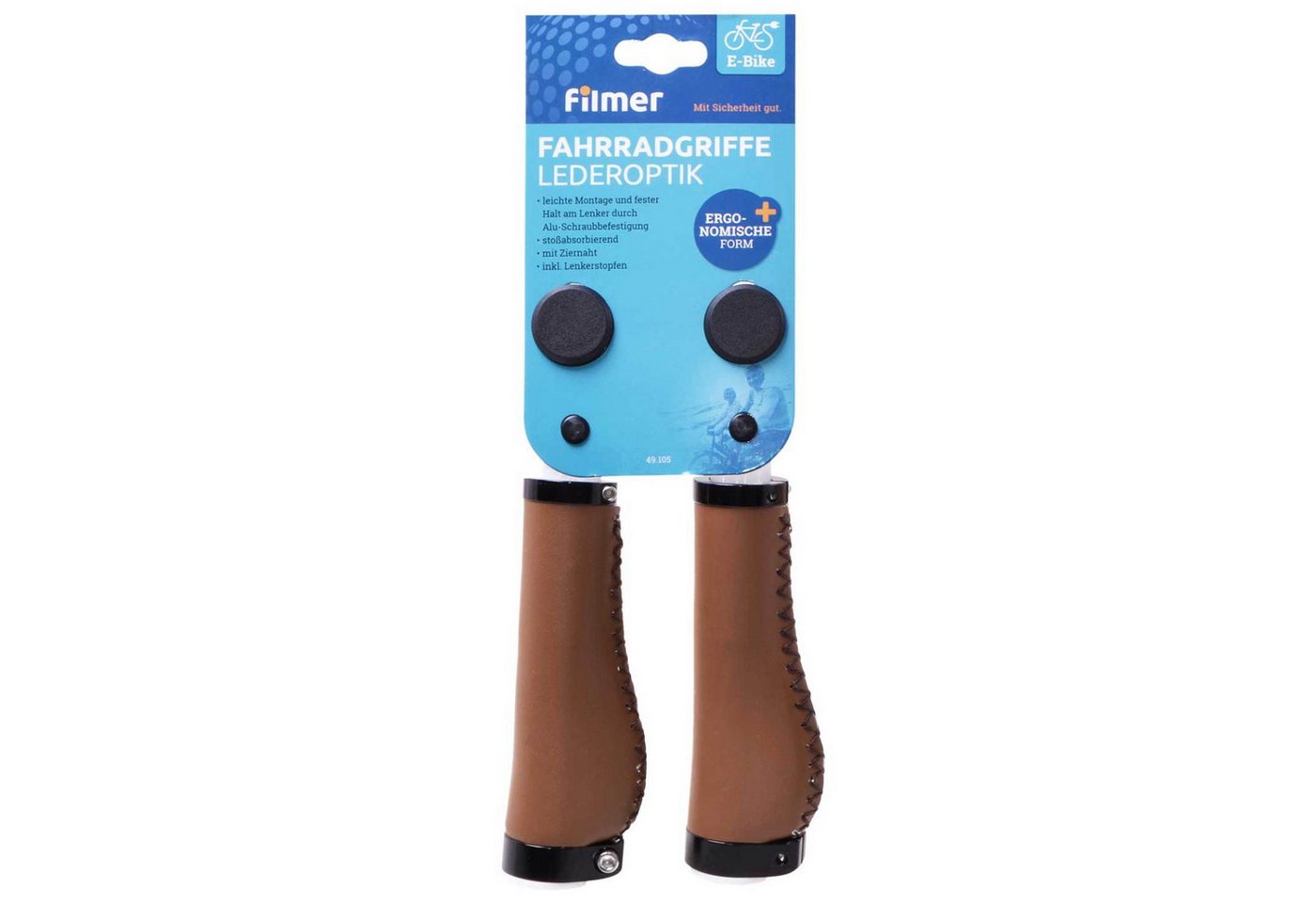 Diedrich Filmer GmbH Fahrradlenkergriff Fahrrad-Griffe Ergonomisch Schraubgriffe Braun (2x Lenkergriffe, 2-St., Set), Set 135mm Lenker-Griffe Ergo PU Leder Optik Lenkergriffe Fahrradgriffe