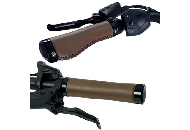 Diedrich Filmer GmbH Fahrradlenkergriff Fahrrad-Griffe Ergonomisch Schraubgriffe Braun (2x Lenkergriffe, 2-St., Set), Set 135mm Lenker-Griffe Ergo PU Leder Optik Lenkergriffe Fahrradgriffe