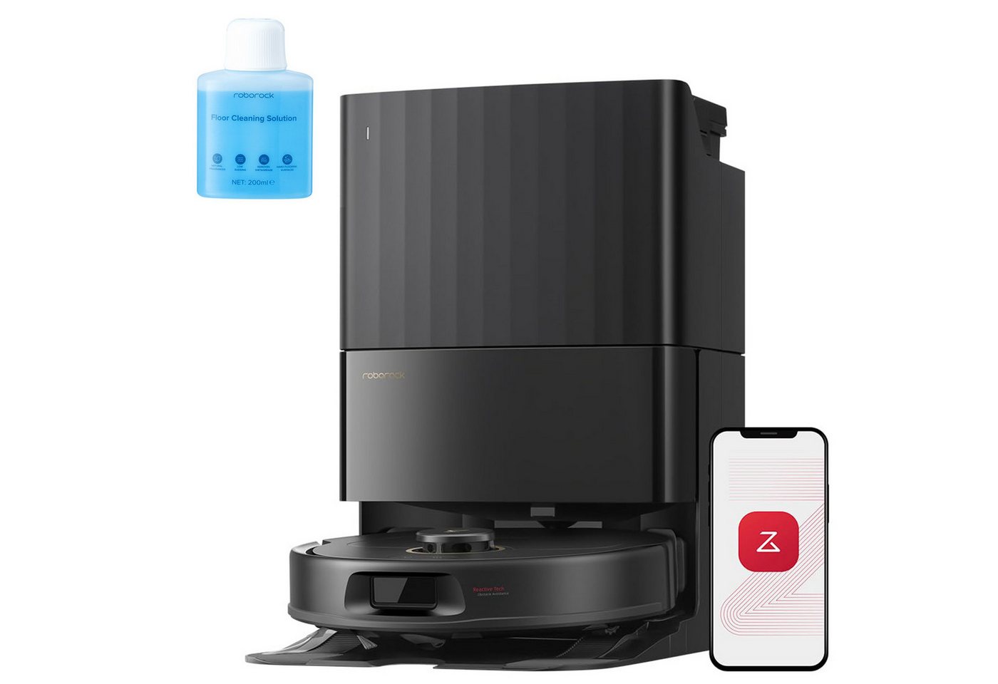 Roborock Saugroboter Qrevo S5V, FlexiArm Mopp(Upgrade von Qrevo/S7 Pro Ultra), 60 W, 12000Pa Saugkraft, 100% Haar-Entfernungsrate, 0% Verhedderung, Multifunktionales Dock, Reactive Tech-Hindernisvermeidung, PreciSense-LiDAR-Navigation Bild 5