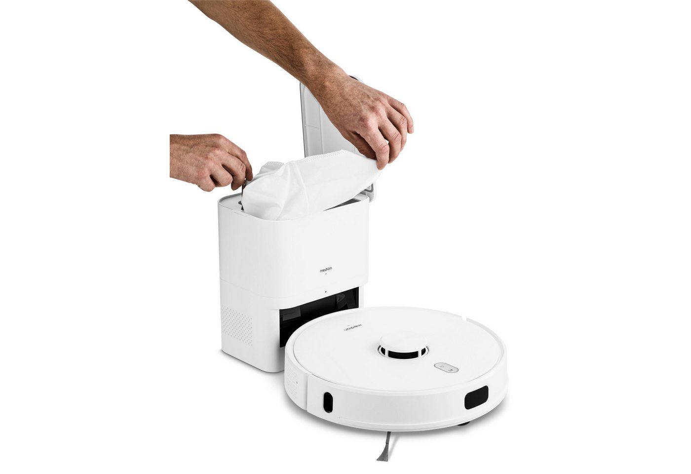 Medion® Saugroboter Zubehör-Set Absaugstation MD12035 für X41, (Packung, 1-tlg., 1 x Absaugstation, 3 x 2 L Staubbeutel), X41 Bild 2