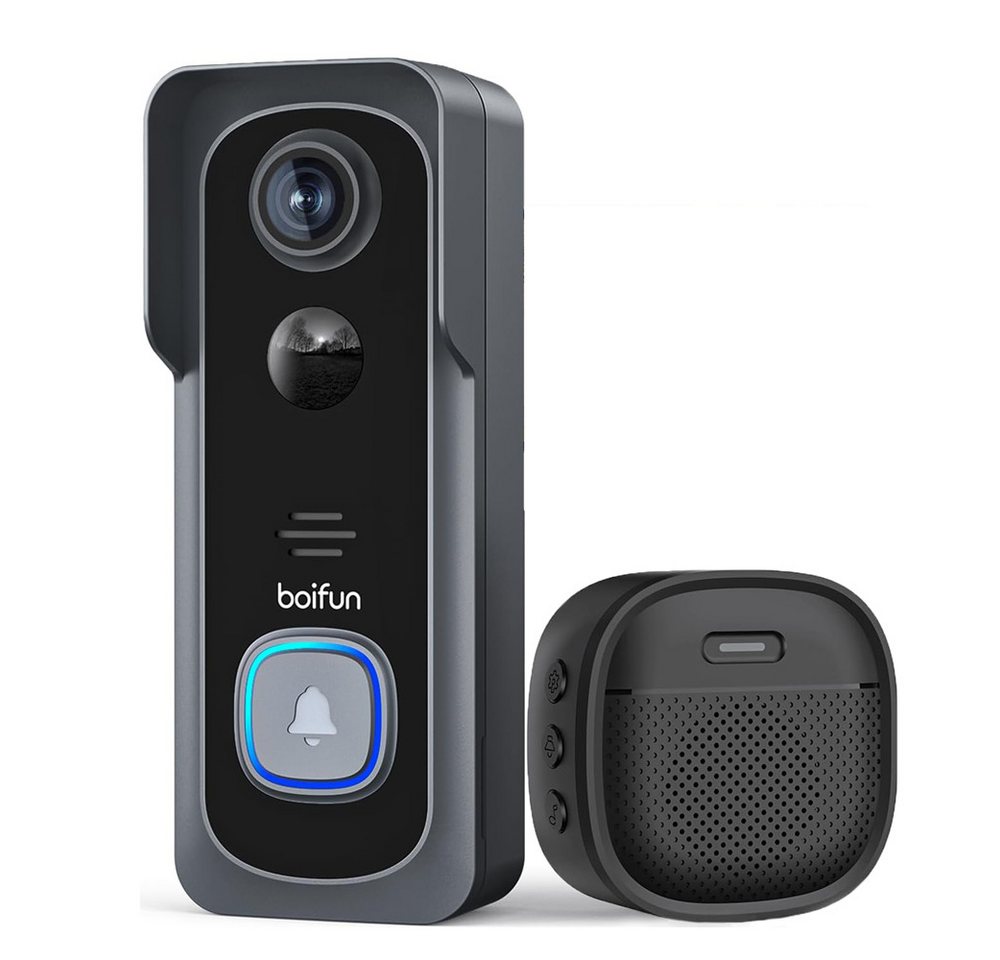 Boifun Smart Home Türklingel Türklingel-Set Smart WiFi Video Intercom 2K-HD-funkklingel mit Kamera (Außenbereich, außen, Aussen, 4 Klingeltöne, 3-stufige Lautstärke, 940-nm-Infrarot, bis 10m, CMOS-Sensor, Echtzeit-Überwachung, Allwetterschutz, Nachtsicht, KI-Chips, 166° Weitwinkel, 2-Wege-Audio, 3MP Pixel, PIR-Bewegungserkennung, IP65, Hochleistungs-IR-LED, APP) Bild 2