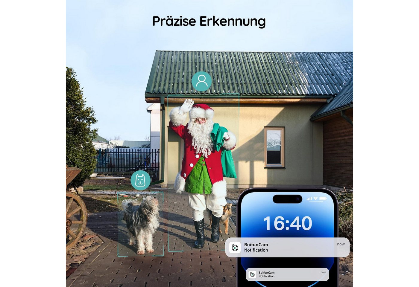 Boifun Smart Home Türklingel Türklingel-Set Smart WiFi Video Intercom 2K-HD-funkklingel mit Kamera (Außenbereich, außen, Aussen, 4 Klingeltöne, 3-stufige Lautstärke, 940-nm-Infrarot, bis 10m, CMOS-Sensor, Echtzeit-Überwachung, Allwetterschutz, Nachtsicht, KI-Chips, 166° Weitwinkel, 2-Wege-Audio, 3MP Pixel, PIR-Bewegungserkennung, IP65, Hochleistungs-IR-LED, APP) Bild 5