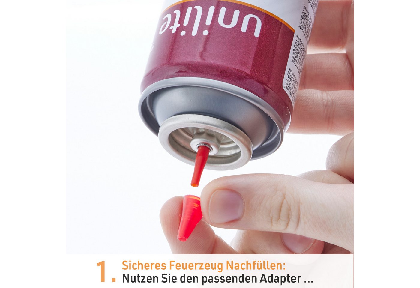 Unilite Gaskartusche Feuerzeuggas mit 6 Adaptern, Nachfüllgas für Feuerzeuge, 6 St., 6 x 300ml Set, Küchenbrenner, Flammbierer, Stabfeuerzeuge