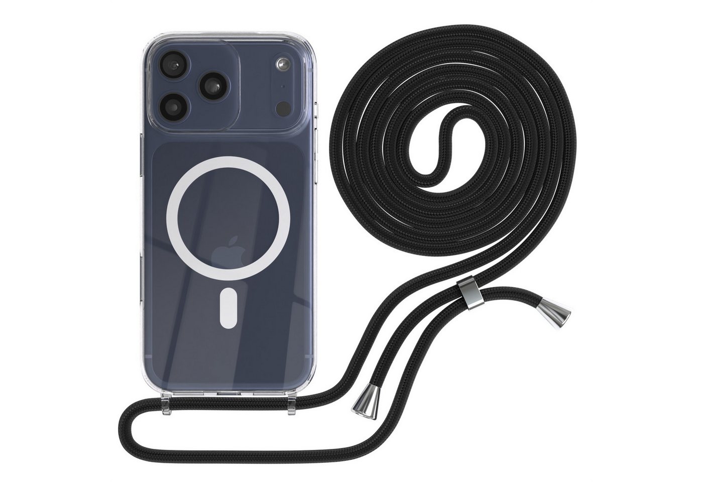 EAZY CASE Handykette mit Magsafe Hülle für Apple iPhone 17 Pro Max 6,9 Zoll, Handykordel Qi-Case Slimcover mit Umhängeband zum Umhängen in Schwarz Bild 5