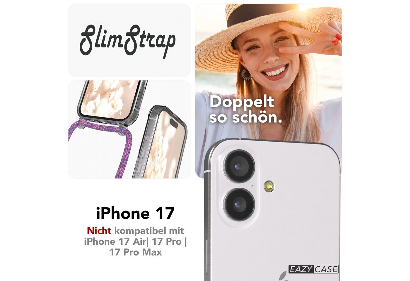 EAZY CASE Handykette mit Magsafe Hülle für Apple iPhone 17 6,3 Zoll, Magsafehülle Kette zum Umhängen mit Umhängeband mit Riemen Unicorn Bild 3