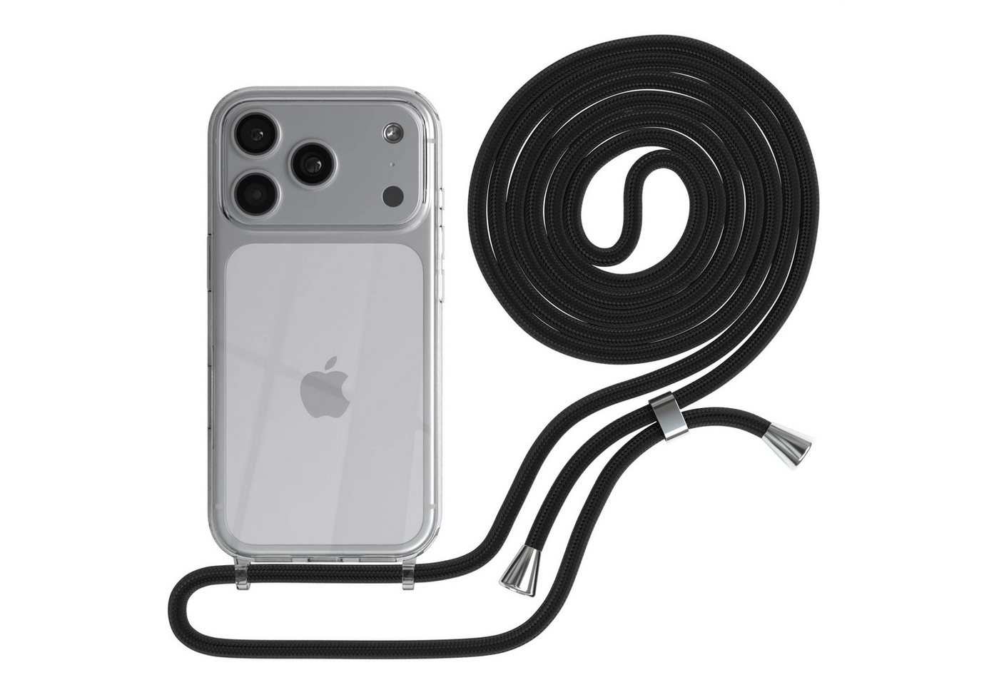 EAZY CASE Handykette Hülle mit Kette für Apple iPhone 17 Pro 6,3 Zoll, Handykette Hülle mit Band Slimcover Schutzhülle Schwarz Bild 4