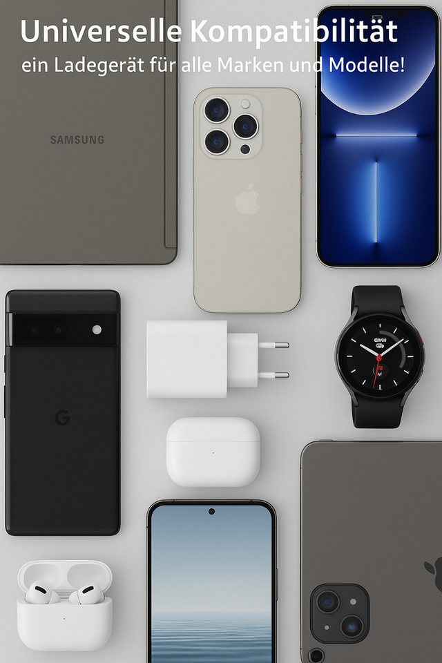 Alpha Electronics 45W USB C Schnell Ladegerät für Samsung Galaxy S25–S10, Tab S9, Buds USB-Ladegerät (3000 mA, Spar-Set, 1-tlg., Huawei Mate 60, Xiaomi 14 Serie, Universalkompatibel, Power Delivery & Quick Charge,Dual-Port Ladegerät) Bild 5