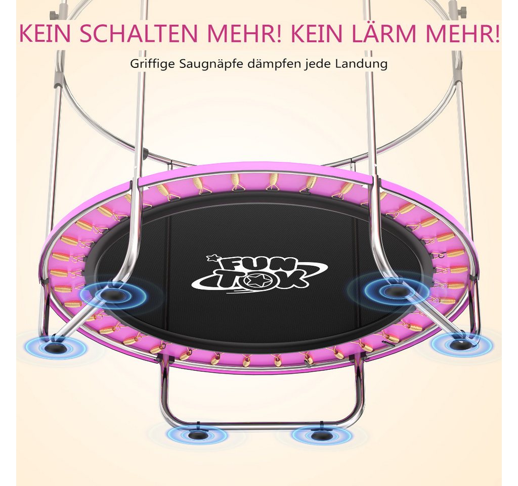 Insma Kindertrampolin Kinder Jumpingtrampolin Indoor Trampolin, Ø 140 cm, mit Sicherheitsnetz, Schaukel,Basketballkorb,Ring, Sandsack bis 200kg Bild 2