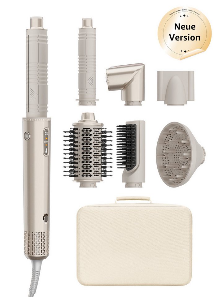 MCURO Multihaarstyler 7-in-1 Haarstyling Set Warmluftbürste 110000 U/min Ionen Haartrockner, 1400W, Lockenstab Auto-Wrap,Glätteisen, Föhn mit Diffusor,mit Reisebox Bild 2