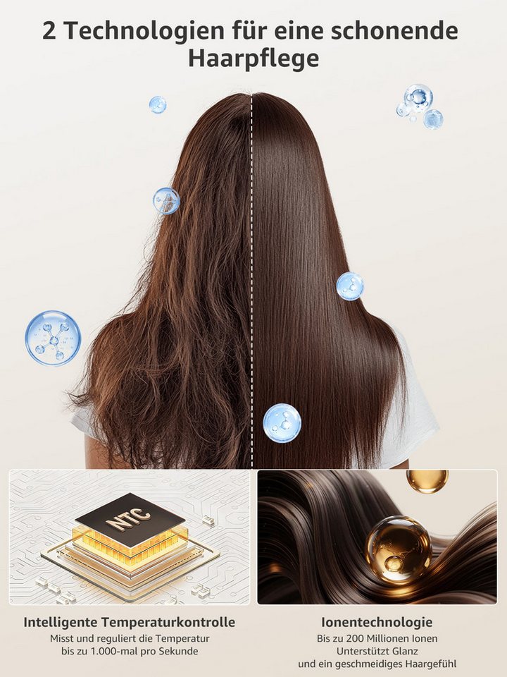 MCURO Multihaarstyler 7-in-1 Haarstyling Set Warmluftbürste 110000 U/min Ionen Haartrockner, 1400W, Lockenstab Auto-Wrap,Glätteisen, Föhn mit Diffusor,mit Reisebox Bild 4