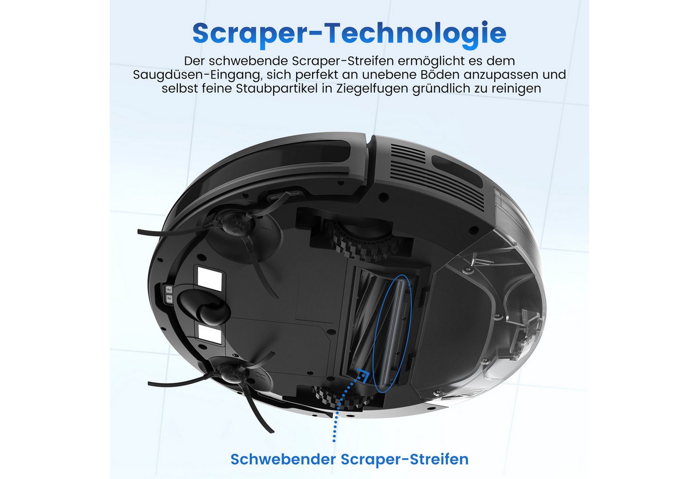 AIRROBO Nass-Trocken-Saugroboter Saugroboter mit Wischfunktion, 4000 Pa starke Saugkraft, 3-in-1 Kehren & Saugen & Wischen, intelligente Gyroskop-Navigation, Unterstützt WLAN/App/Sprachsteuerung, für Tierhaare & Hartböden Bild 5