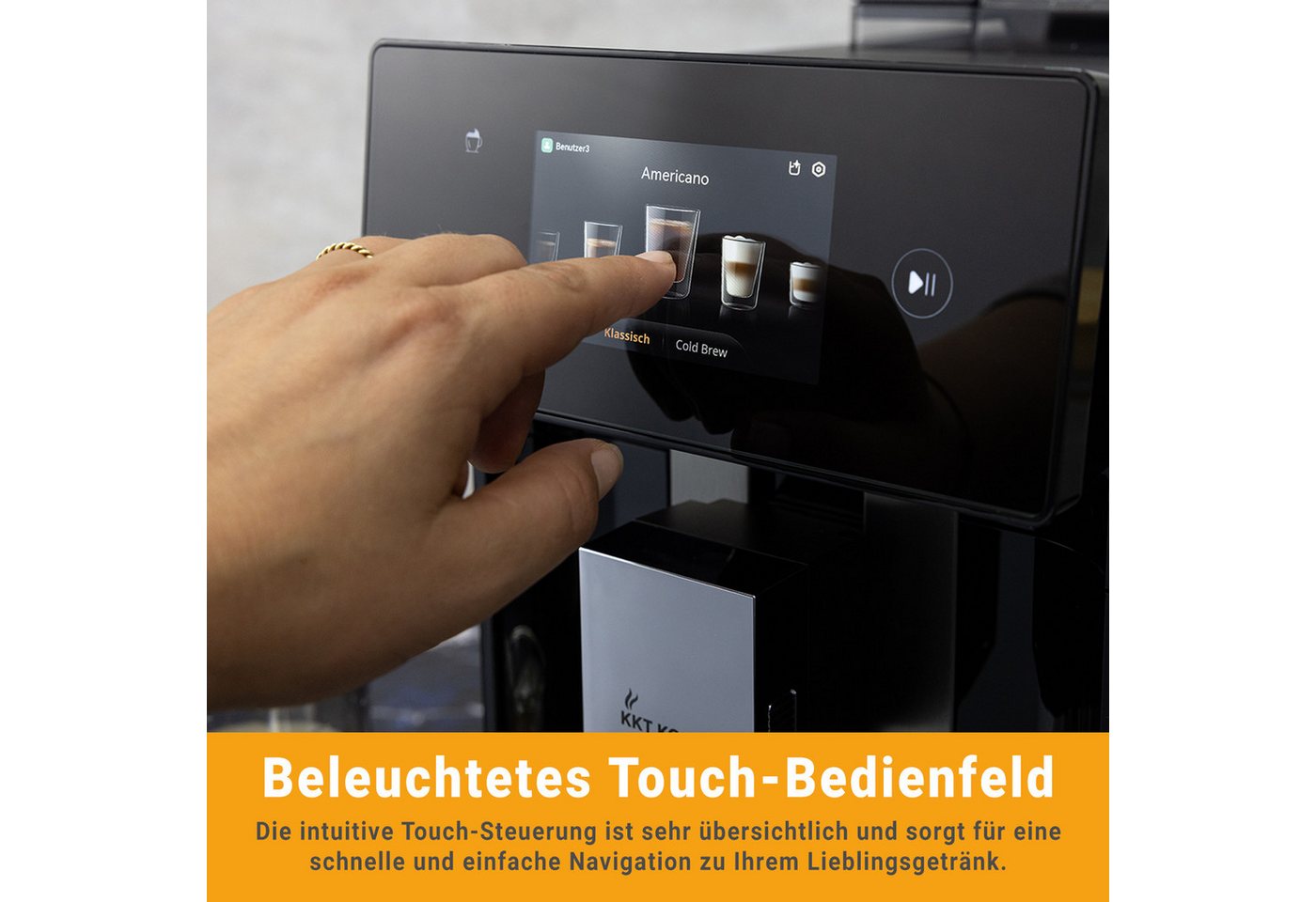 KKT KOLBE Kaffeevollautomat Pro, Automatische Reinigung, 2 Tassen-Funktion, 7 Kaffeespezialitäten