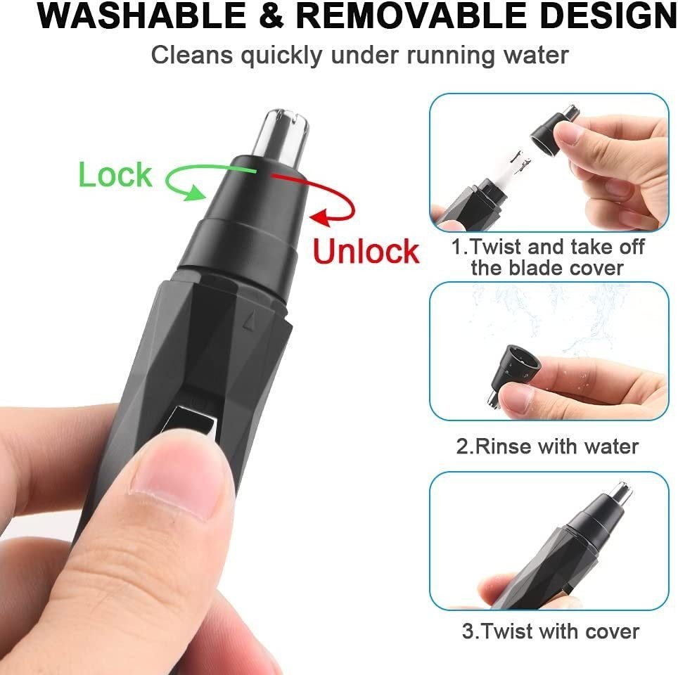 feinlux Nasen- und Ohrhaartrimmeraufsatz Nasen- und Ohrhaartrimmer Nasenhaartrimmer, set, 2 in 1 Nasen/Ohrhaarschneider Herren, zum sicheren Trimmen ohne Zupfen, USB-Aufladung Bild 3